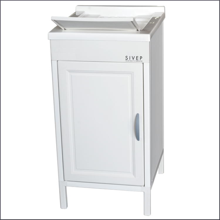 mobile lavatoio in resina con sportello apribile bianco sivep 45x50x84 - Edil Casa | Arredo bagno Termoarredi, Design di interni